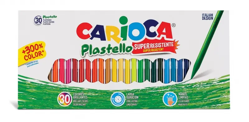 Carioca Pack de 30 Plasticeras - Extra Limpias - No Dejan Color en las Manos - Duran Tres Veces mas 