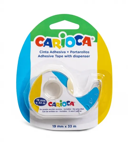 Carioca Portarollos + Cinta Adhesiva Transparente 19mm x 33m - No Amarillea con el Tiempo - Ideal pa