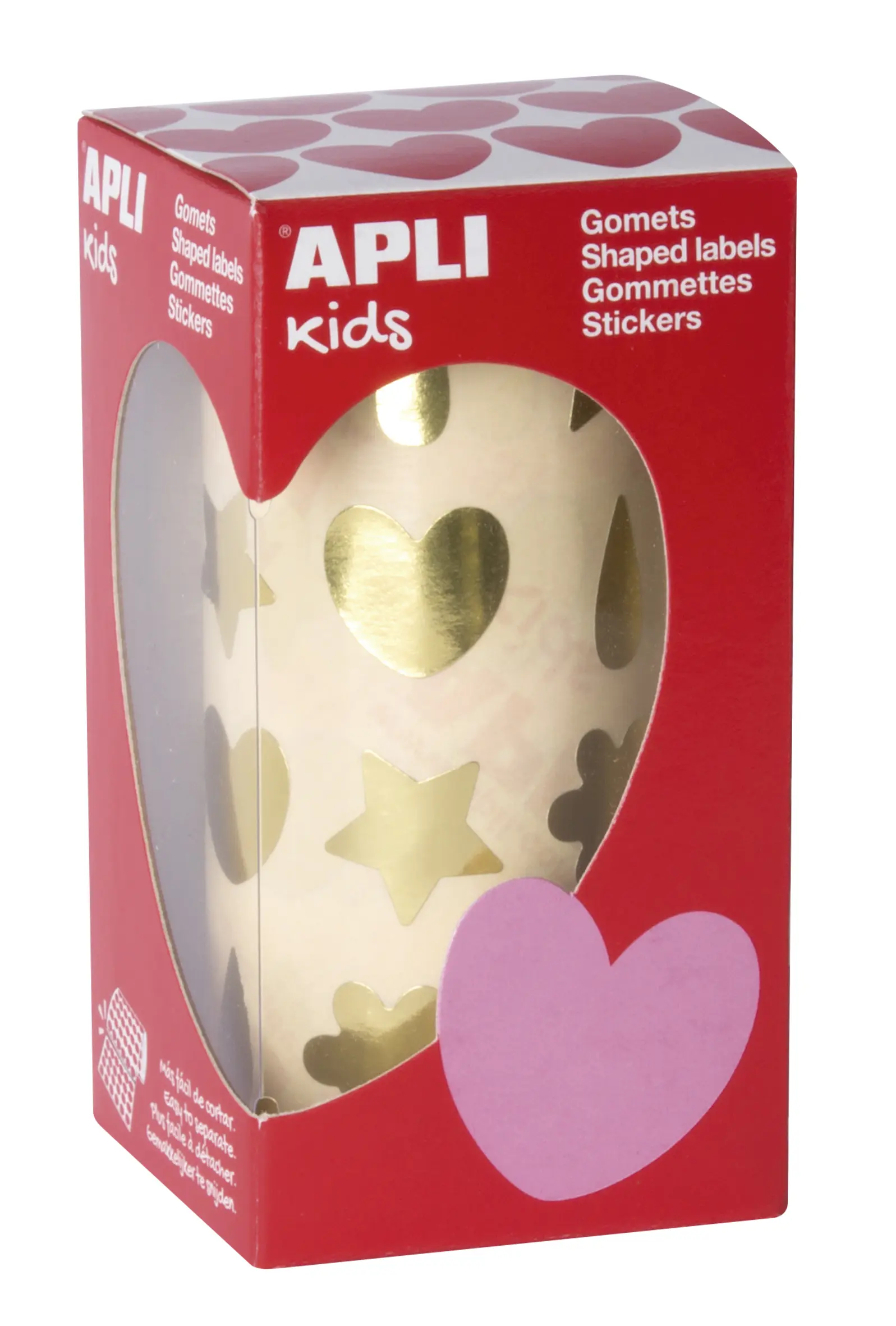 Apli Gomets Oro Formas Surtidas - 720 Gomets por Rollo - Adhesivo Base Agua - Cumple Normas EN-71 y 