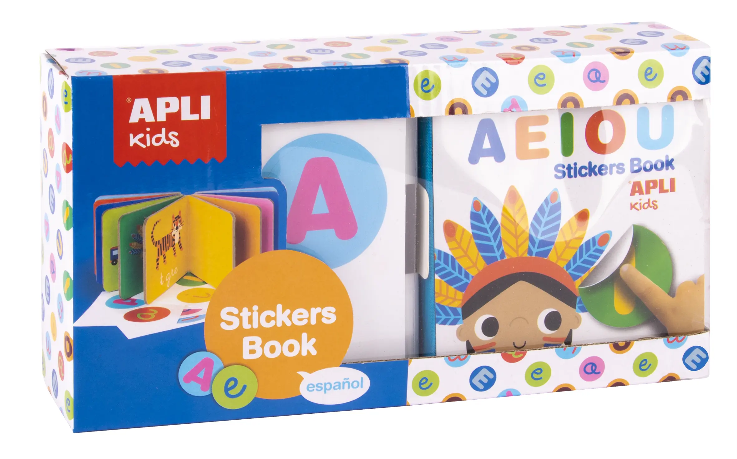 Apli Libro de Pegatinas Vocales Educativo - Tama�o 100x100x40 - 10 Paginas de Carton Rigido de 3mm -