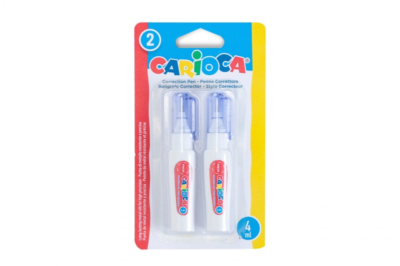 Carioca Pack de 2 Mini Boligrafos Correctores - Punta de Metal Resistente y Precisa - Apto para Todo