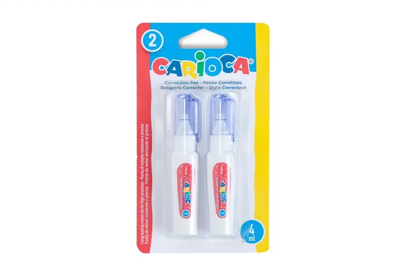 Carioca Pack de 2 Mini Boligrafos Correctores - Punta de Metal Resistente y Precisa - Apto para Todo