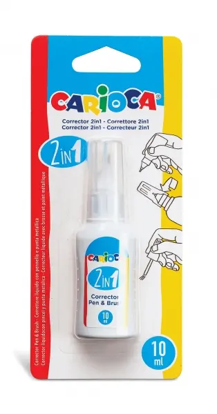 Carioca Pen & Brush Corrector 2 en 1 - Boligrafo y Pincel - Pincel de Nylon Suave y Preciso - Punta 