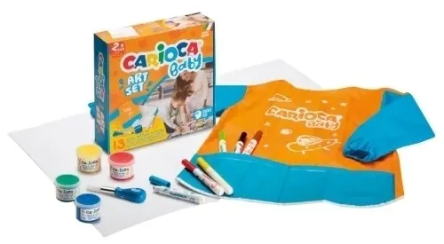 Carioca Baby Art Set Pack de Juegos con 12 Productos para Bebes - 1 Hoja de Papel, 1 Delantal Imperm