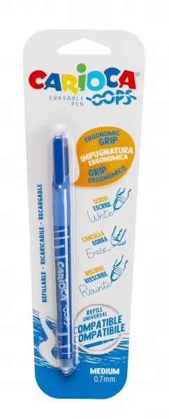Carioca Oops Blister Boligrafo Borrable - Termo Sensible - Empu�adura Ergonomica Triangular - Punta 