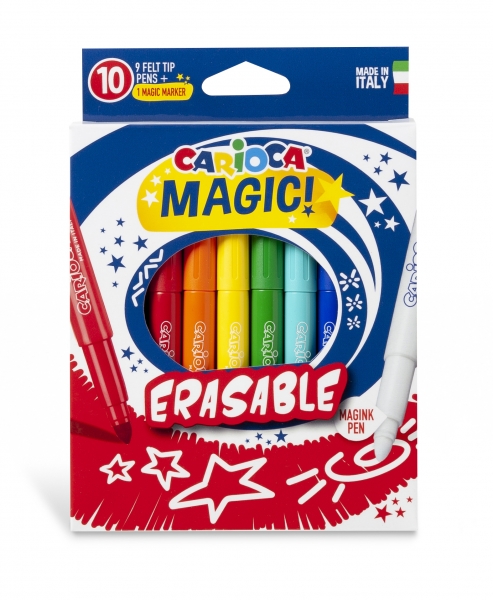 Carioca Magic Markers Pack de 10 Rotuladores Magicos Erasable - Tinta Magica Cambia de Color - Inclu