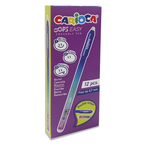 Carioca Oops Easy Boligrafo Borrable - Punta de � 0.7mm - Tinta Termo Sensible - Cuerpo con Efecto D