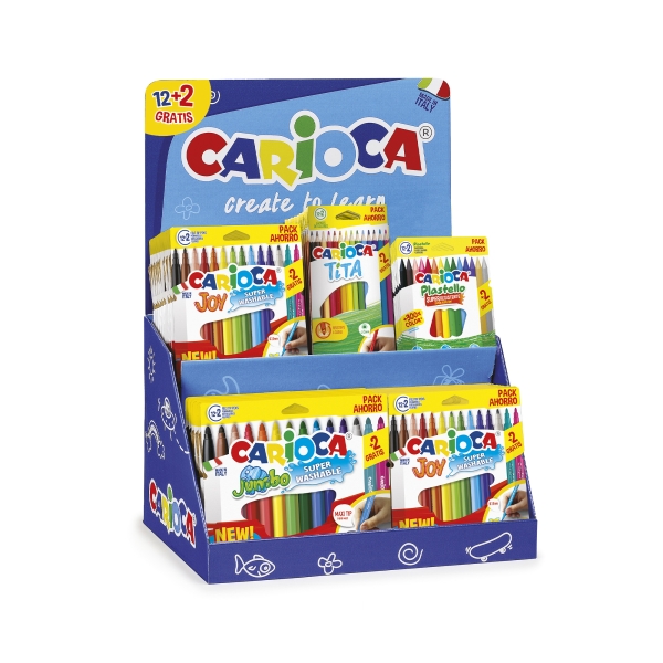 Carioca Expositor 12+2 Incluye 18 Joy Bolsa Papel 12+2,  6 Jumbo Bolsa Papel 12+2, 12 Tita Box 12+2 