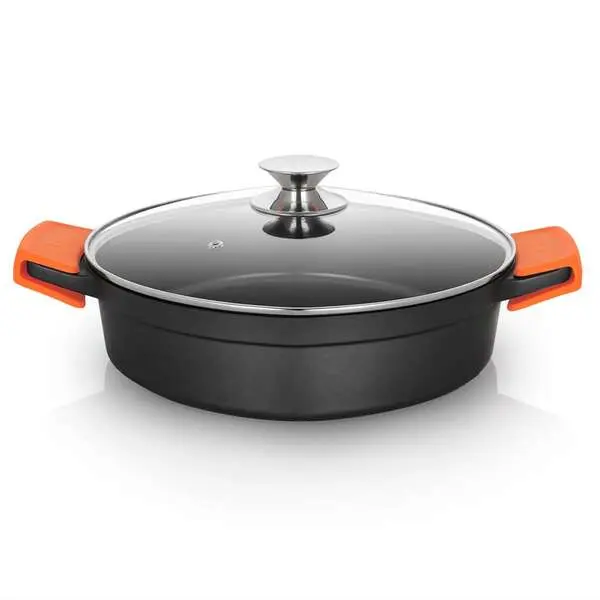 Orbegozo CDB 1028 Cacerola Baja de Aluminio Fundido - Versatilidad y Seguridad en la Cocina - Antiad