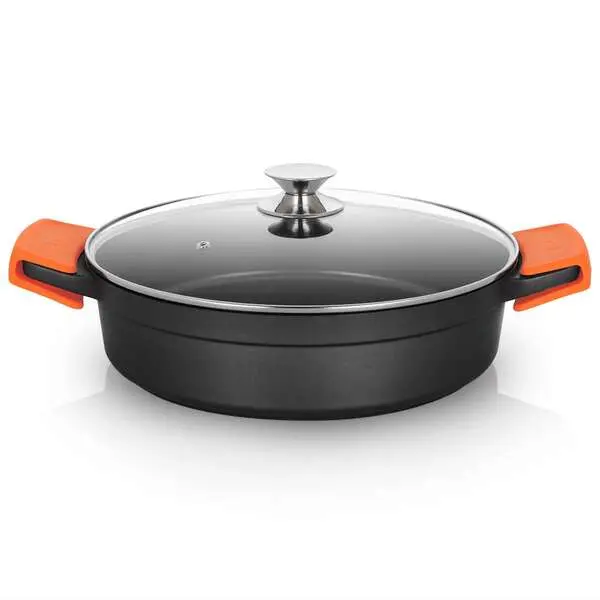 Orbegozo CDB 1032 Cacerola Baja - Aluminio Fundido Indeformable - Capacidad 5.9L - Asas de Silicona 