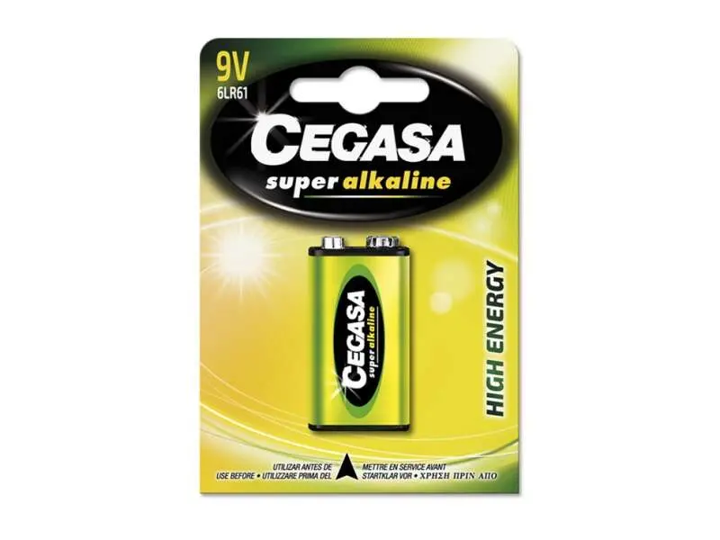 Cegasa Super Alkaline Pack de 1 Pila 6LR61 9V - Alta Tecnologia - Fiabilidad - Elevado Rendimiento -