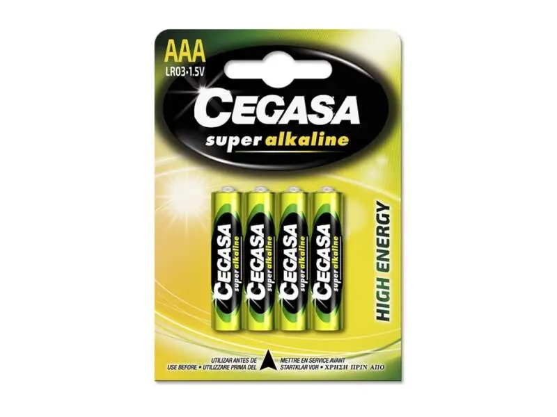 Cegasa Super Alcaline Pack de 4 Pilas LR03 AAA - Alta Tecnologia - Fiabilidad - Elevado Rendimiento 