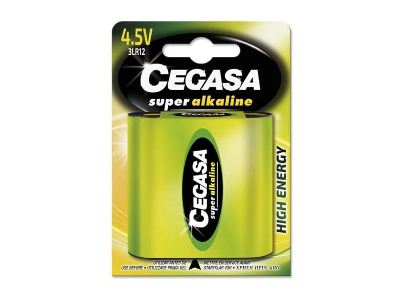 Cegasa Super Alkaline Pack de 1 Pila 3LR12 4.5V - Alta Tecnologia - Fiabilidad - Elevado Rendimiento
