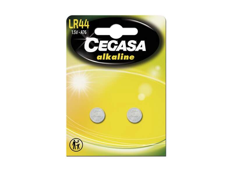Cegasa LR44 Pack de 2 Pilas LR44 1.5V - Ideal para Mandos a Distancia, Juguetes y Termometros Digita