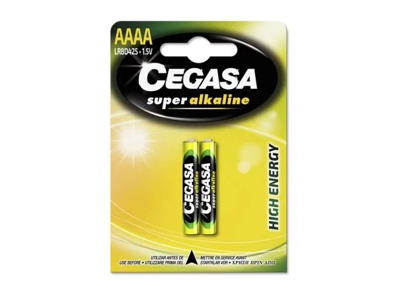 Cegasa Super Alkaline LR8D425 Pack de 2 Pilas AAAA - Alta Tecnologia - Fiabilidad - Elevado Rendimie