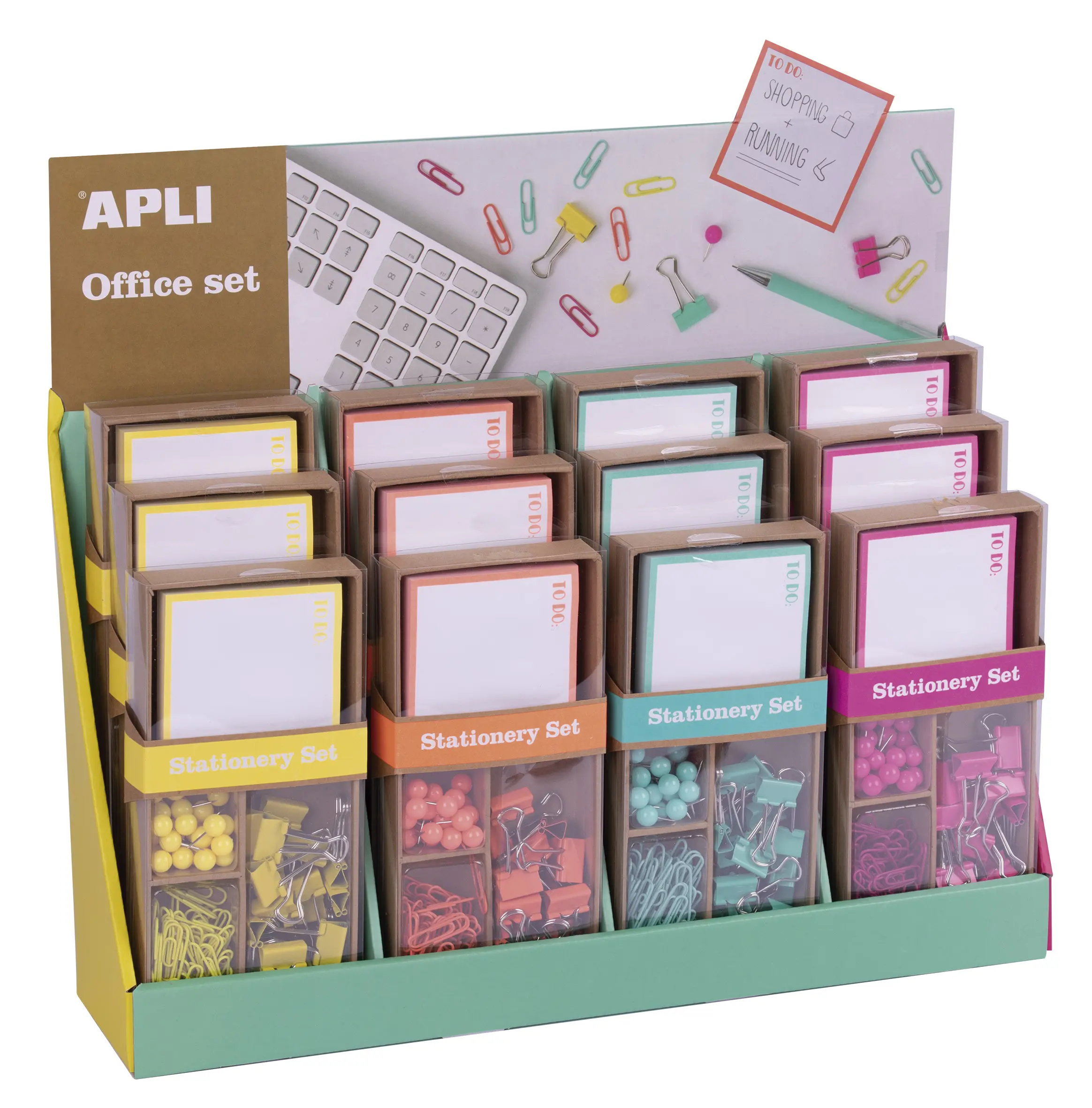 Apli Fluor Collection Expositor de Productos Basicos - Colores Surtidos Fluor - Dise�o Moderno - 12 