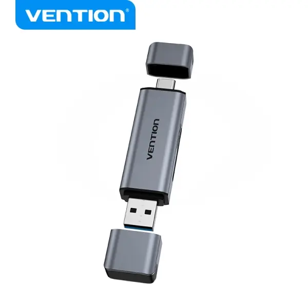 Vention Lector de Tarjetas 2-in-1 USB 3.0 A+C - Aluminio Metalizado - Soporta SD/TF - Capacidad 512G