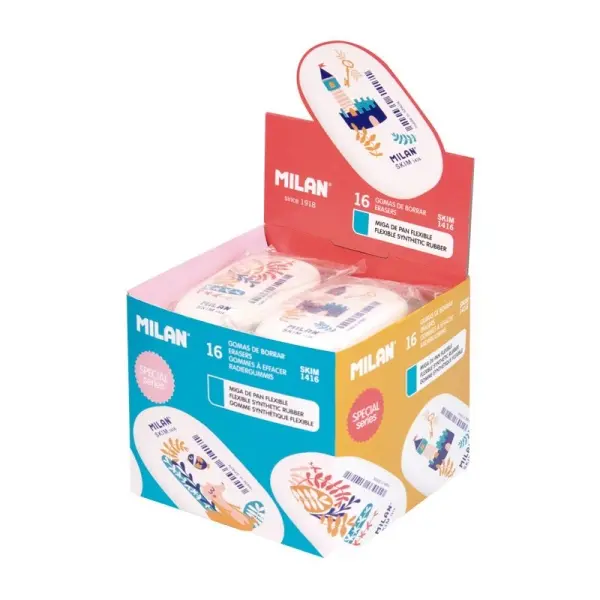Milan 1416 Story Time Goma de Borrar Ovalada - Suave Caucho Sintetico - Envueltas Individualmente - 