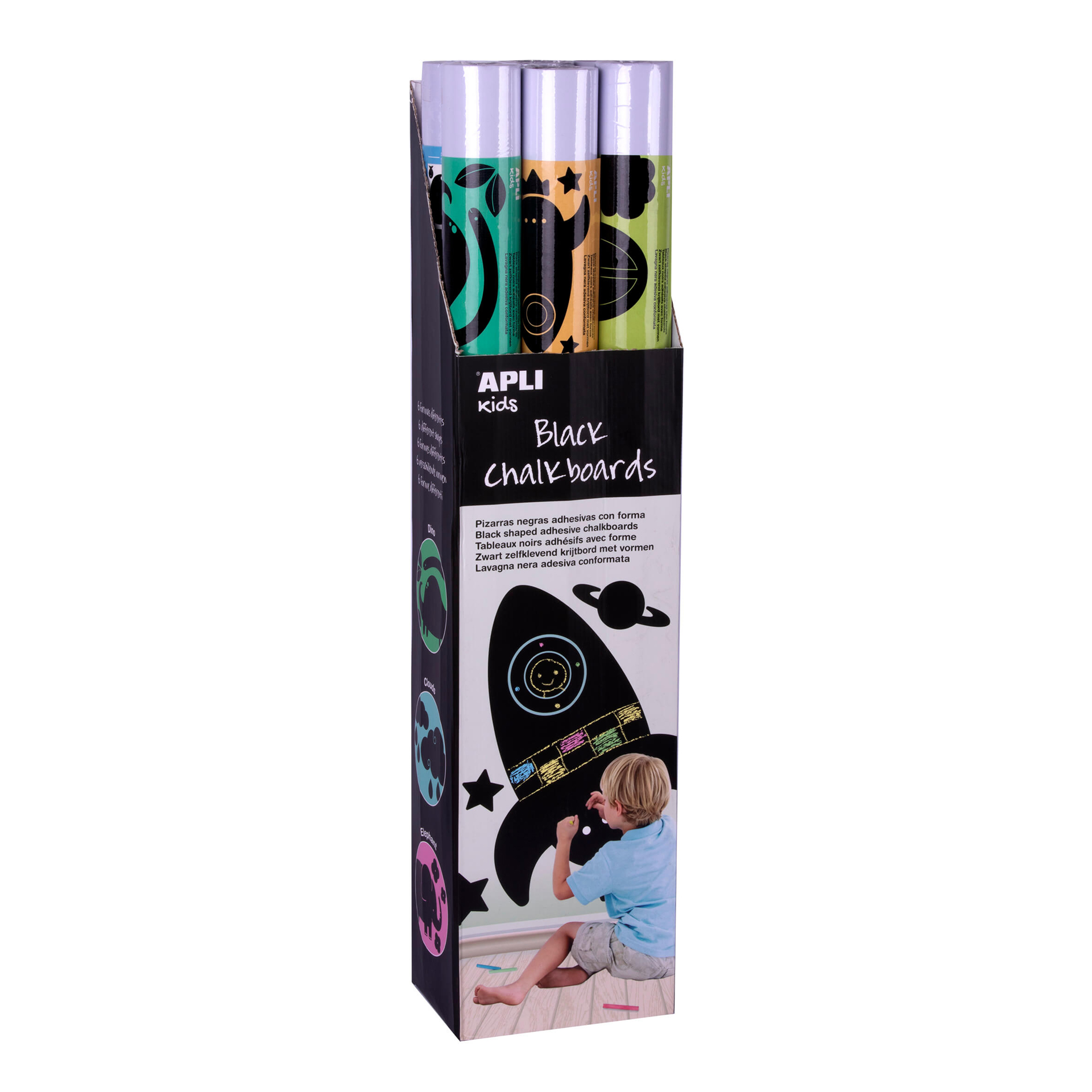 Apli Expositor Pizarras Negras y Adhesivas con Formas de Animales - Medida 100x60cm - 6 Modelos Dife