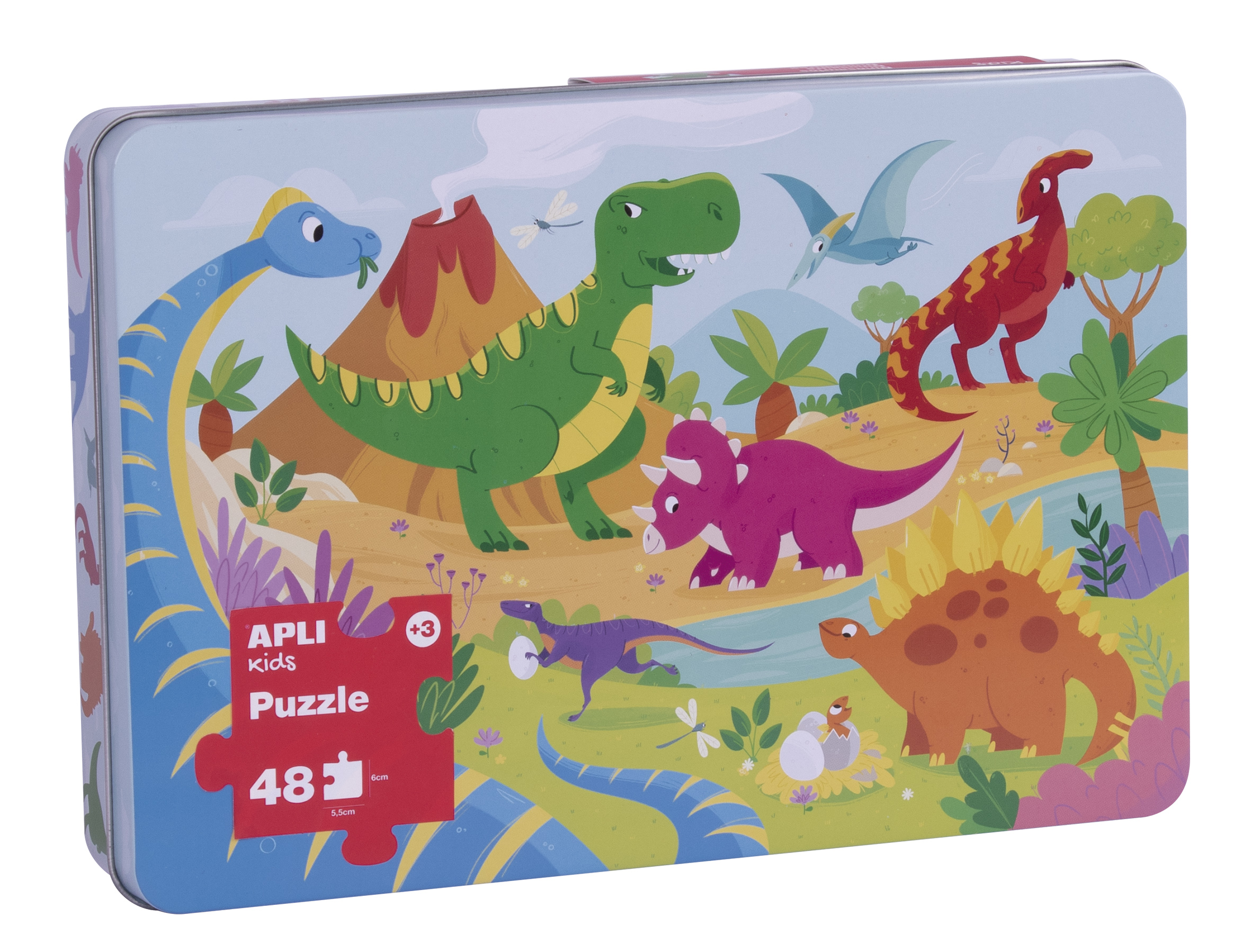 Apli Kids Puzle Dinosaurios - 48 Piezas de 5.5x6cm - Caja Metalica Rectangular - Diseo Exclusivo In