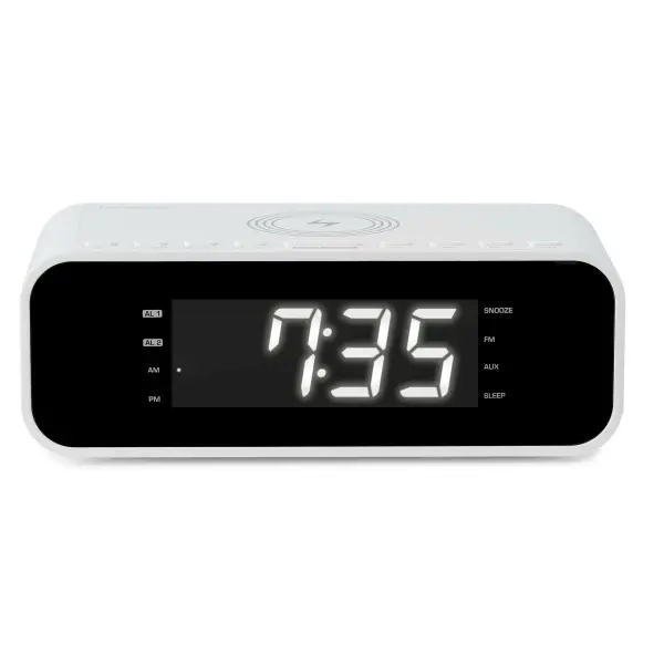 Thomson CR221I Radio Reloj Despertador - Cargador Induccion - USB - Doble Alarma - Color Blanco