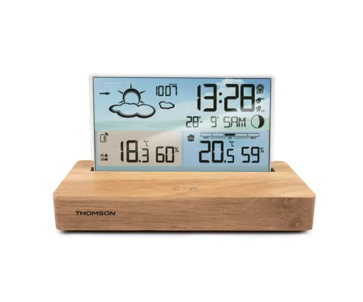 Thomson CT600 Estacion Meteorologica - Reloj Despertador - Color Madera/Blanco