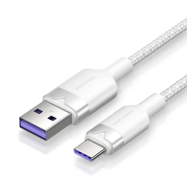 Vention Cable USB-C 2.0 a USB-A 6A 100W - 2m - Trenzado - Color Blanco
