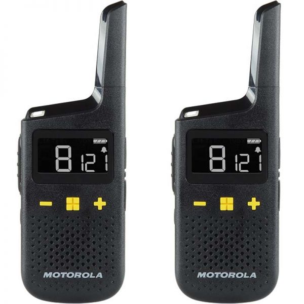 Motorola XT185 Pack 2 Walkie Talkies - 16 Canales PMR446 + 121 Codigos - Alcance de hasta 8km - Auto