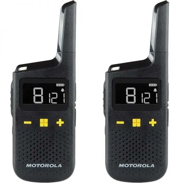 Motorola XT185 Pack 2 Walkie Talkies - 16 Canales PMR446 + 121 Codigos - Alcance de hasta 8km - Auto