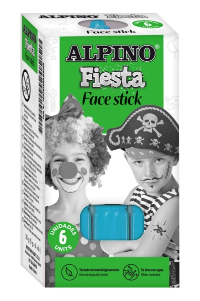 Alpino Fiesta Face Stick Pack con 6 Barritas de Pintura Facial - Sistema Retractil Giratorio - Se La