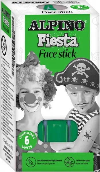 Alpino Fiesta Face Stick Pack con 6 Barritas de Pintura Facial - Sistema Retractil Giratorio - Se La