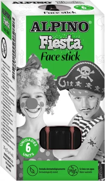 Alpino Fiesta Face Stick Pack con 6 Barritas de Pintura Facial - Sistema Retractil Giratorio - Se La