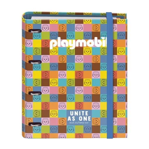 Dohe Playmobil Unite as One Carpeta de 4 Anillas Mixtas de 35mm con Recambio de 100 Hojas - Formato 