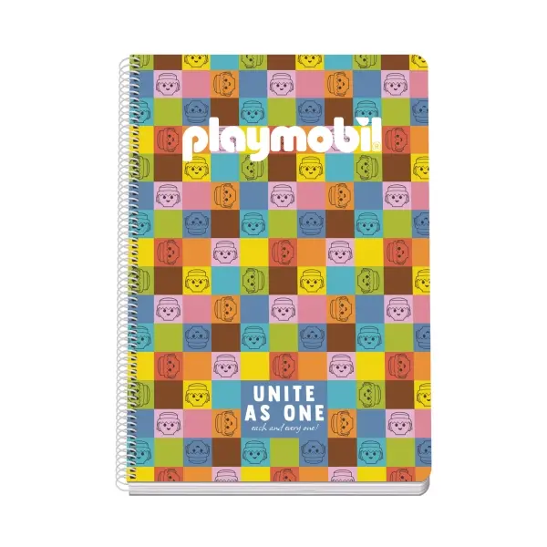 Dohe Playmobil Unite As One Cuaderno Espiral Folio 80 Hojas Cuadricula 4mm con Margen - Tapa Rigida 