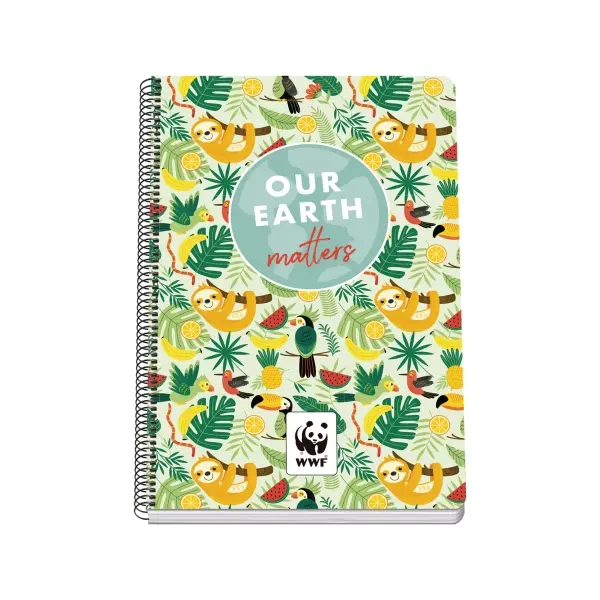 Dohe WWF Tropic Cuaderno Espiral Folio 80 Hojas Cuadricula 4mm con Margen - Tapa Rigida Impresa a to