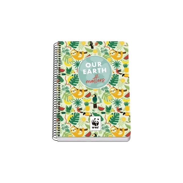Dohe WWF Tropic Cuaderno Espiral A5 80 Hojas Cuadricula 4mm con Margen - Tapa Rigida Impresa a todo 
