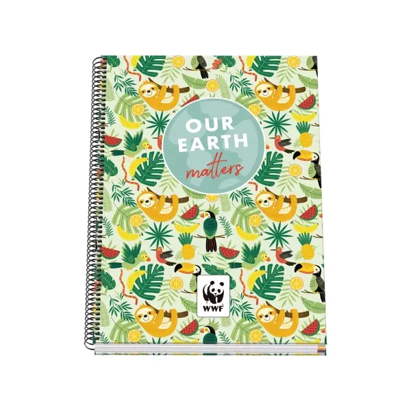 Dohe WWF Tropic Cuaderno Espiral A4 100 Hojas Microperforadas Cuadricula 5mm - Tapa Dura Carton Forr