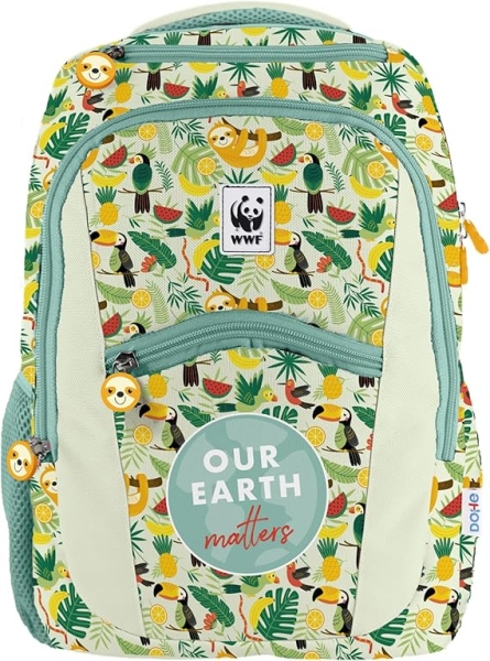 Dohe WWF Tropic Mochila Escolar - Compartimento Principal con Bolsillo Acolchado - Bolsillos Lateral