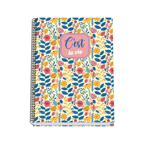 Dohe C`est la Vie Cuaderno Espiral A4 100 Hojas Microperforadas Cuadricula 5mm - Tapa Dura Carton Fo