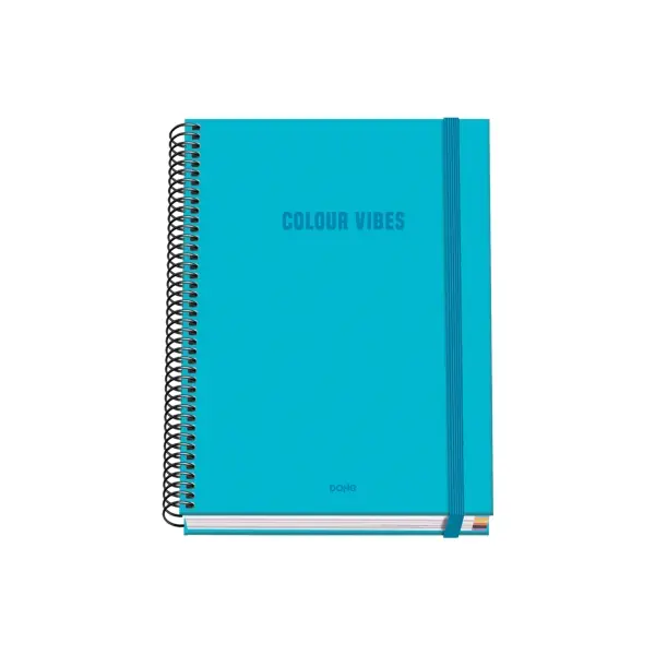 Dohe Colour Vives Cuaderno Espiral A5 100 Hojas Cuadricula 5mm - Tapa Dura Impresa a todo Color y Pl