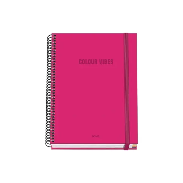 Dohe Colour Vives Cuaderno Espiral A5 100 Hojas Cuadricula 5mm - Tapa Dura Impresa a todo Color y Pl