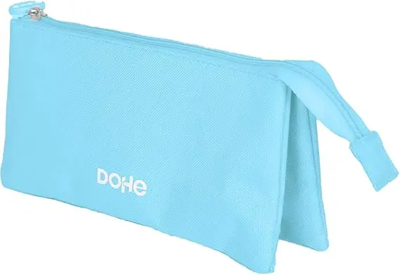 Dohe Serenity Portatodo Triple - Cierre Doble con Cremallera y Tirador de Goma - Color Azul