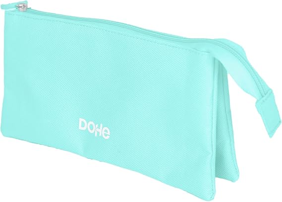 Dohe Serenity Portatodo Triple - Cierre Doble con Cremallera y Tirador de Goma - Color Verde