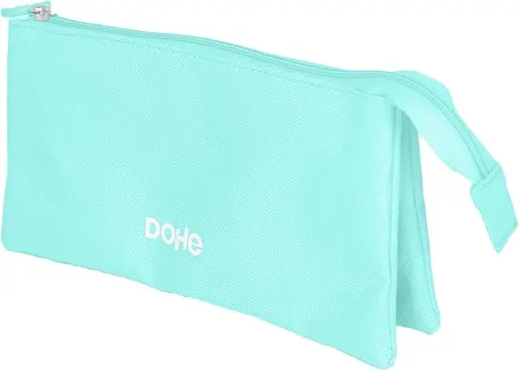 Dohe Serenity Portatodo Triple - Cierre Doble con Cremallera y Tirador de Goma - Color Verde