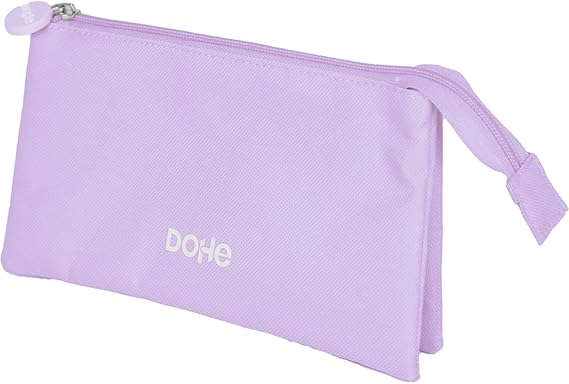 Dohe Serenity Portatodo Triple - Cierre Doble con Cremallera y Tirador de Goma - Color Morado