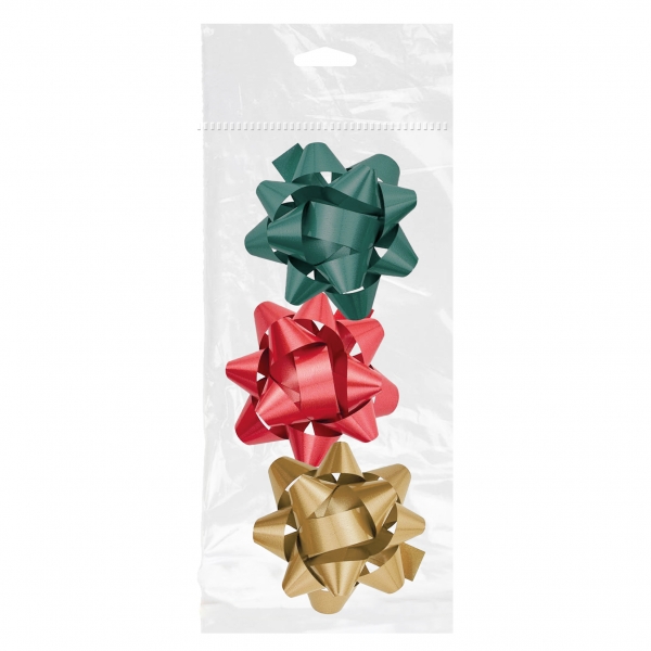 Dohe Chic Pack de 3 Lazos para Regalo - Forma de Estrella - Tamao 8cm - Colores Rojo, Verde y Oro
