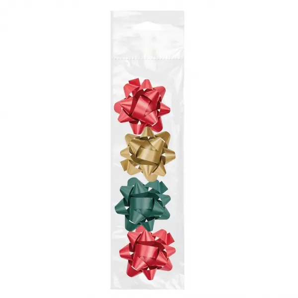 Dohe Chic Pack de 4 Lazos para Regalo - Forma de Estrella - Tama�o 6.5cm - Colores Rojo, Verde y Oro