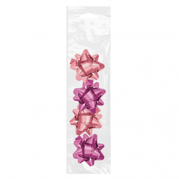 Dohe Chic Pack de 4 Lazos para Regalo - Forma de Estrella - Tamao 6.5cm - Color Rosa