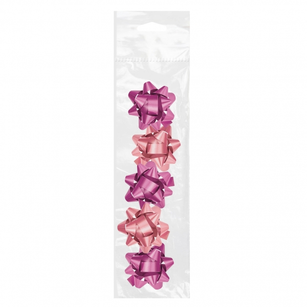 Dohe Chic Pack de 5 Lazos para Regalo - Forma de Estrella - Tamao 5.6cm - Color Rosa
