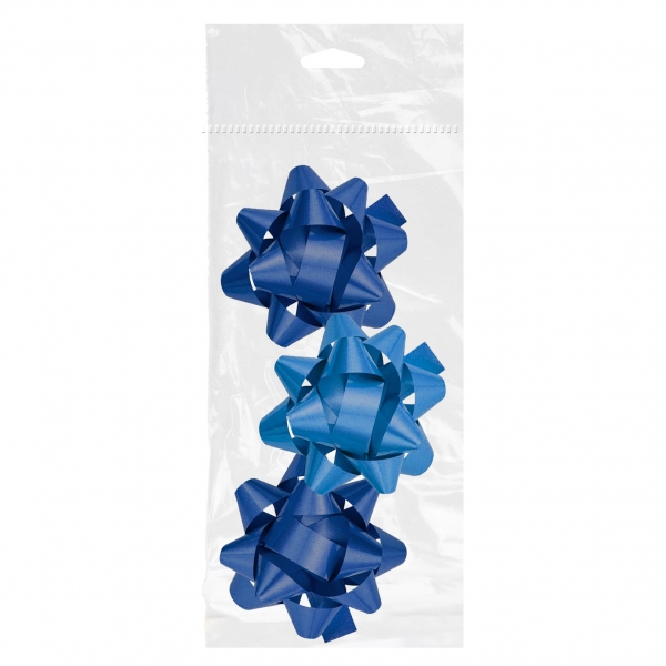 Dohe Chic Pack de 3 Lazos para Regalo - Forma de Estrella - Tamao 8cm - Color Azul